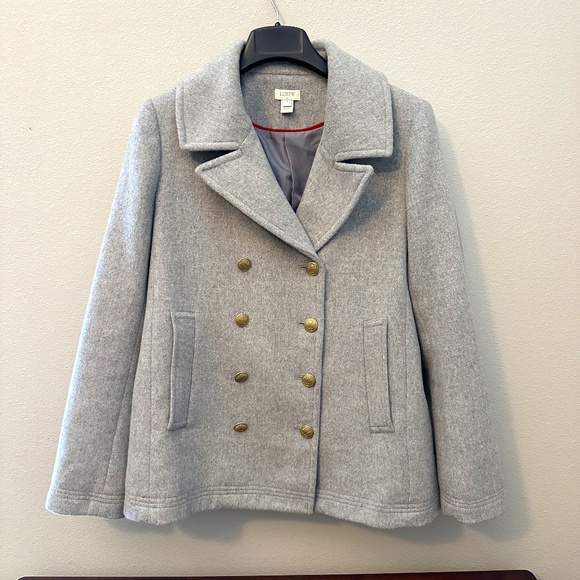 J. Crew Factory Jackets & Blazers - J. Crew Factory Gray Double-Breasted Wool Blend Pea Coat Size 14